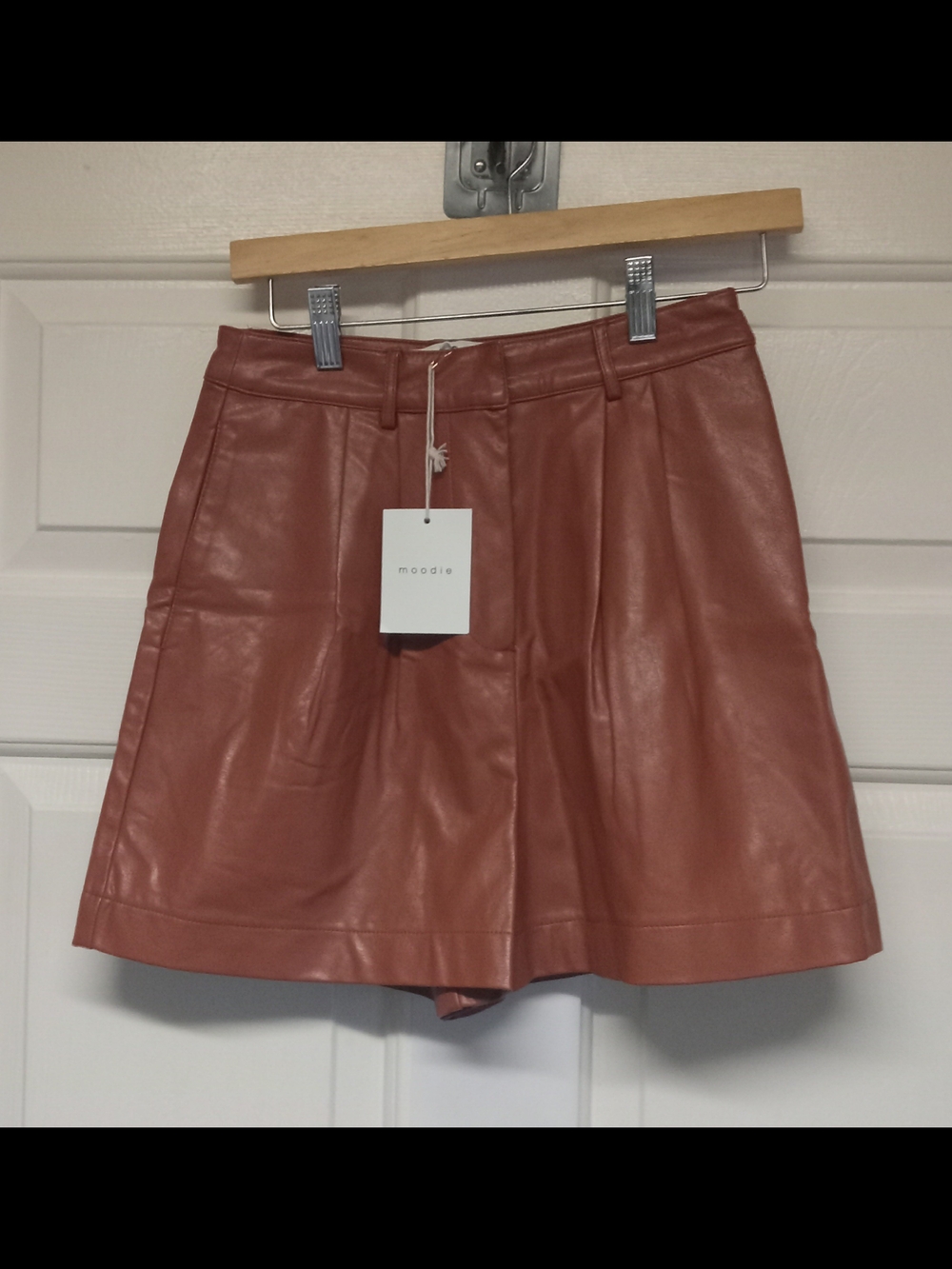moodie Rust Faux Leather Shorts